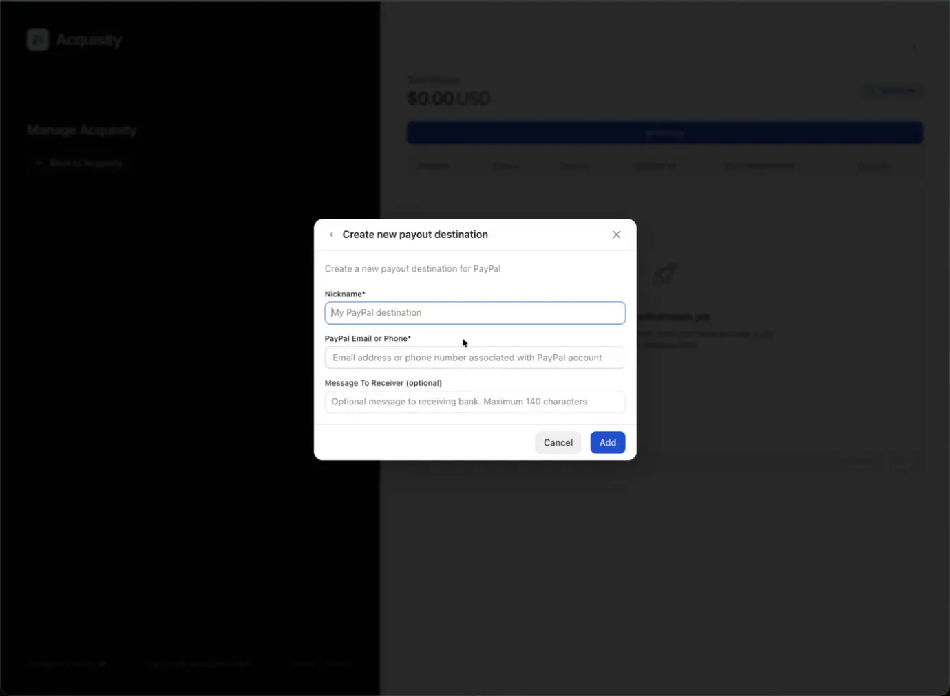 Adding a PayPal payout destination in Whop