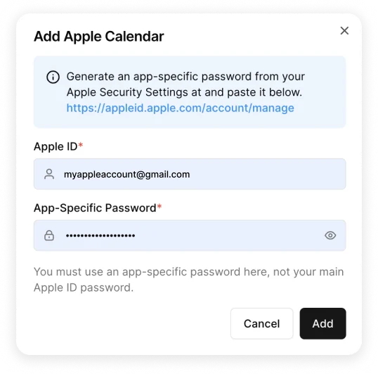 add apple iCloud calendar