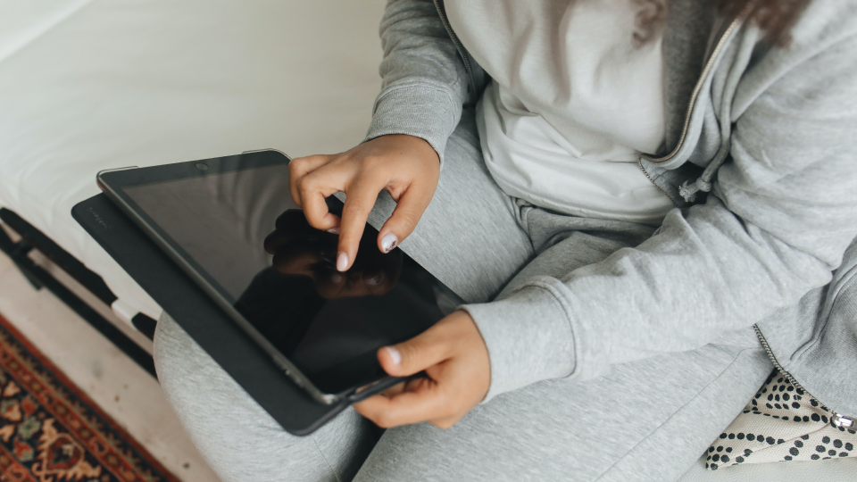 woman using ipad