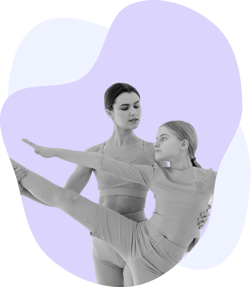 ballet teacher and student training together