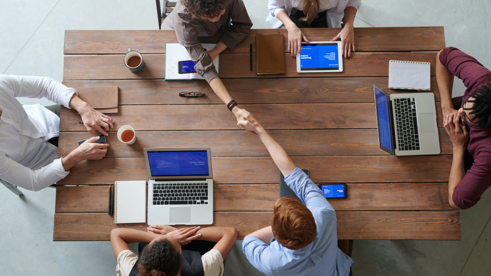 sales people meeting table